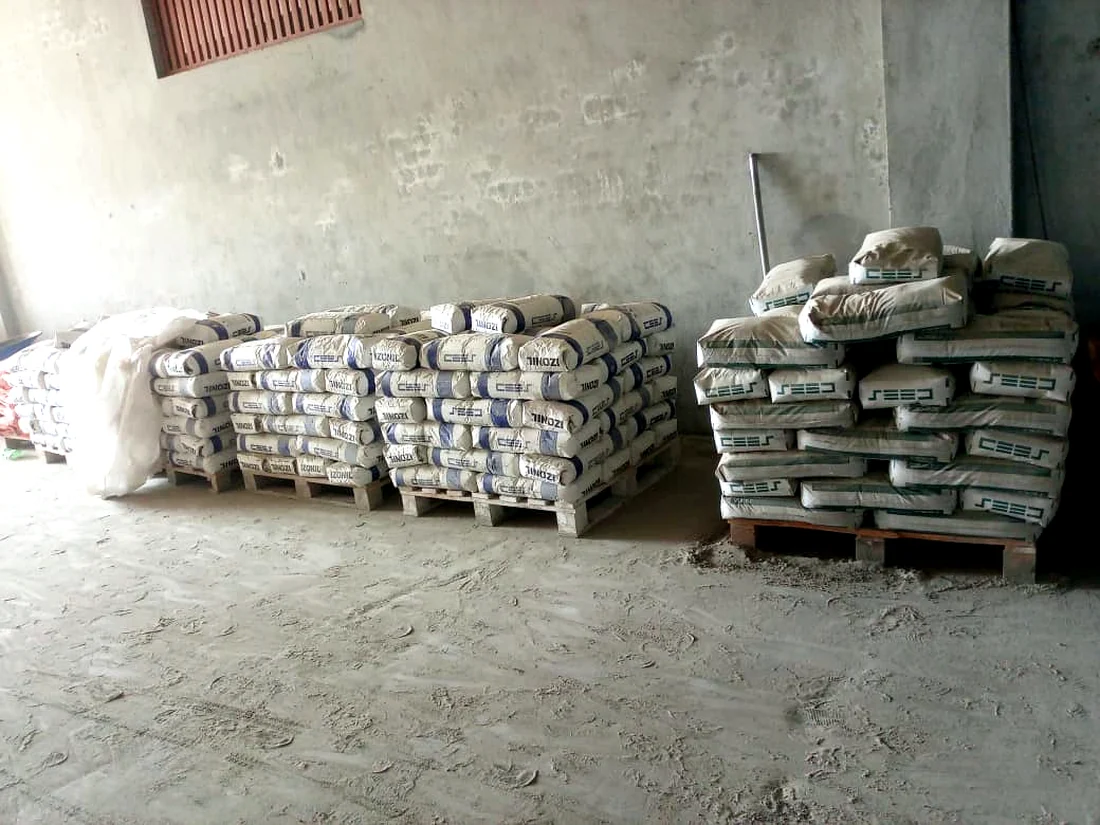 Warehouse storage — palletised product and mixing tank
